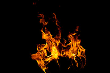 Plakat Fire flame texture for banner background. Burn abstract lights. Burning big flame. Blaze flames overlay background.