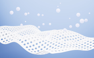 Multiple layers of wave-shaped design for the mattress background, Suite for the presentation of diaper, wet wipes, sanitary pads, mattresses and so on. 3d rendering.