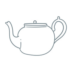 Illustration of an antique teapot, hand-drawn in ink. Original teapot drawings. Line art.