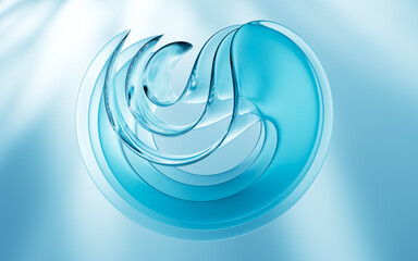 Abstract multi-layered glass curve background, 3d rendering.