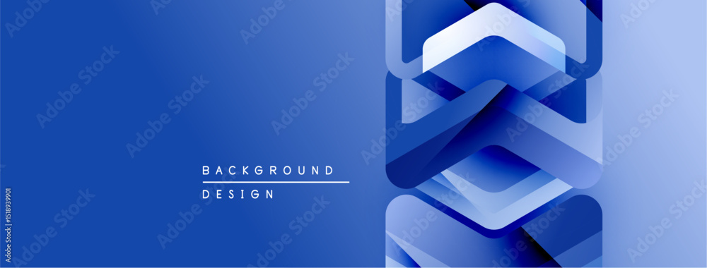Poster Abstract blue gradient background. Geometric shapes overlap creating modern design. Text reads background design. Simple, clean aesthetic.