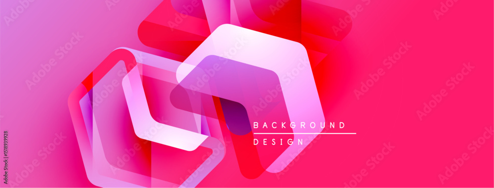 Poster Abstract pink design. Overlapping shapes create dynamic visual effect. Modern background with gradient hues. Minimalist composition.