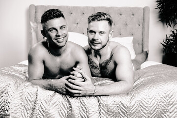 Young attractive couple relaxing at home.