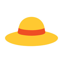A sunny yellow straw hat with an orange ribbon