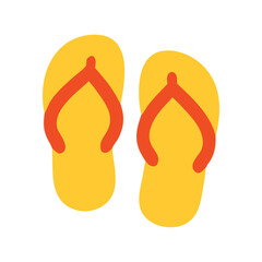Pair of Yellow Flip-Flops with Orange Straps