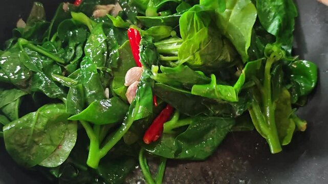 Stir-fried Malabar spinach