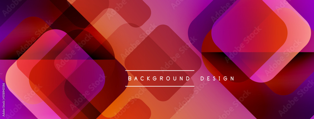 Poster Abstract geometric shapes overlap, creating vibrant pinks, reds, purples. Modern design suitable for backgrounds, banners, presentations.