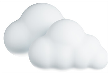 Two Fluffy White Clouds 3D Illustration