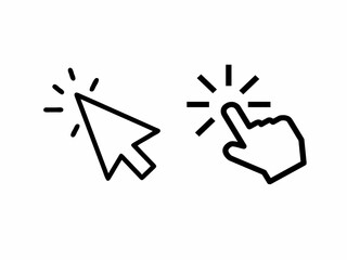  Mouse click cursor collection on white background.