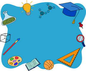 science background with education supplies icon. illustration education equipment. educational supplies background