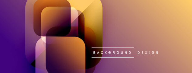 Abstract geometric shapes blend purple, orange hues. Modern design evokes dynamic energy, smooth transitions. Background suggests innovation, creativity.