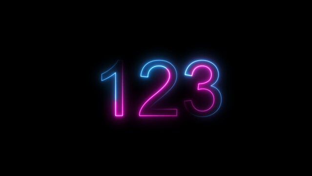 Dynamic circular and glowing neon number 123 illustration . on a black background. and creating a stunning 4k illustration .