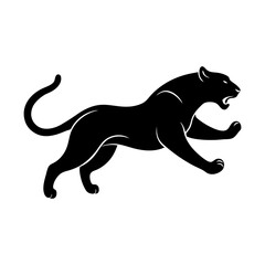 Fototapeta premium Vector graphic of a leaping wild panther silhouette