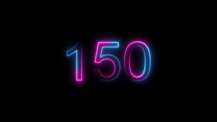 Dynamic circular and glowing neon number 150 illustration . on a black background. and creating a stunning 4k illustration .