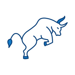 Bull Market Blue Line Icon. Investment, Finance, Economy, Portfolio, Strategy, Money, Investor, Currency, Retirement, Wealth Icons. Editable Stroke Vector Illustration