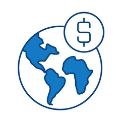 Economy Blue Line Icon. Investment, Finance, Economy, Portfolio, Strategy, Money, Investor, Currency, Retirement, Wealth Icons. Editable Stroke Vector Illustration