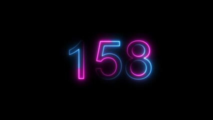 Dynamic circular and glowing neon number 158 illustration . on a black background. and creating a stunning 4k illustration .