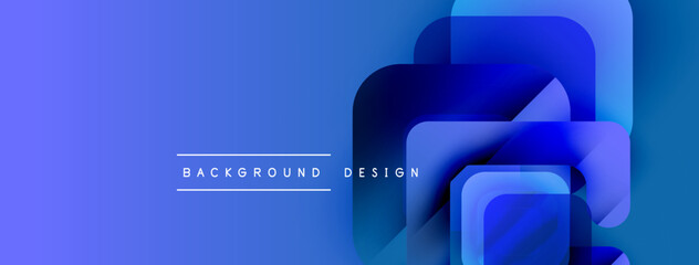 Naklejka premium Abstract blue gradients form layered squares. Text reads background design centered within composition. Modern, clean aesthetic.