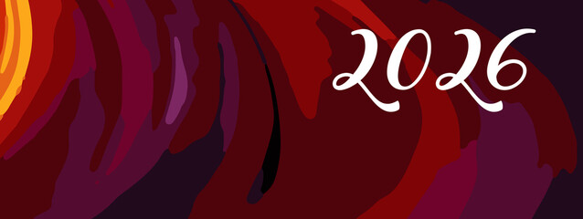 Obraz premium 2026 Happy New Year colorful Background Design. multicolor 2026 New year Greeting Card, 2026 long Banner, two thousand twenty six Poster. abstract design with 2026 number. art design background 2026