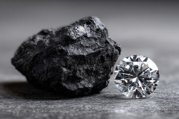 Naklejka premium Diamond and piece of coal