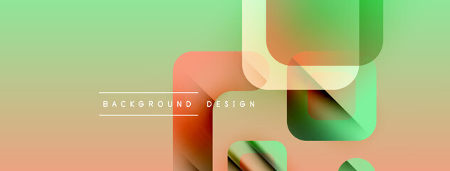 Abstract background features layered shapes, gradients. Soft colors blend, creating modern visual effect. Design elements overlap, forming dynamic composition.