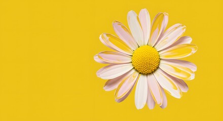an abstract representation of daisy isolated on yellow background with abstract elements and soft focus in the composition