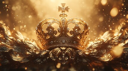 Majestic crown shimmers in radiant gold, symbolizing opulent power and regality