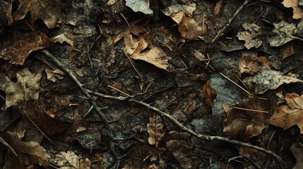 Fototapeta premium Autumnal Forest Floor: A Tapestry of Brown Hues