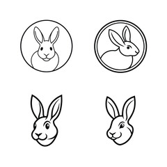 Obraz premium Set of rabbit head line art for gentle pet and forest creature designs vector illustration.