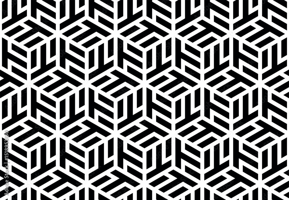 Fototapete abstract geometric pattern. a seamless vector background. white and black ornament. graphic modern p