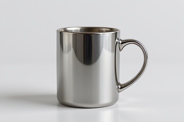 Stainless Steel Mug on White Background