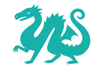 Dragon Snake illustration, colorful minimalist style, mid-century modern, childlike shapes, whimsical character design, no outlines, solid colors, stylized proportions