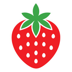 Red strawberry icon isolated on white background