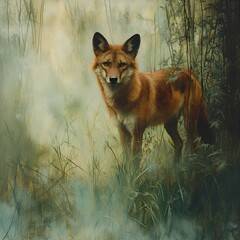 A dhole listens to the forest’s quiet breath.

