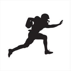 Fototapeta premium American, Football, Player, Silhouette, Running, Ball, Sport, Athlete, Game, Team, Helmet, Action, Dynamic, Competition, Play, Field, Touchdown, Energy, Motion, Icon, Symbol, Graphic, Isolated, Black,