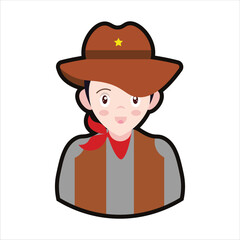 Colored Cowboy Cartoon Illustration