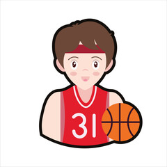 Colored Basketball Player Cartoon Illustration
