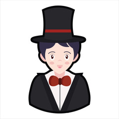 Colored Magician Cartoon Illustration