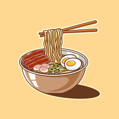 Ramen illustration with a very appetizing appearance