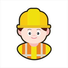 Colored Construction Worker Cartoon Illustration