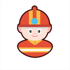 Colored Firefighter Cartoon Illustration