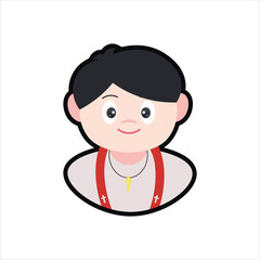 Colored Pastor Cartoon Illustration