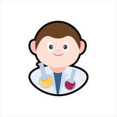 Colored Scientist Cartoon Illustration