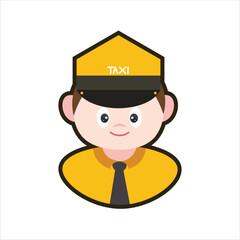 Colored Taxi Driver Cartoon Illustration