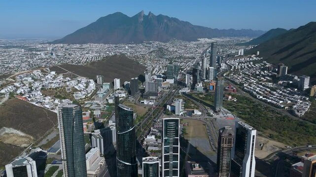 Towering Ambition: Monterrey&rsquo;s Corporate Skyscrapers. San Pedro Garza Garc&iacute;a, Mexico's richest municipality with Cerro de la Silla in the background.