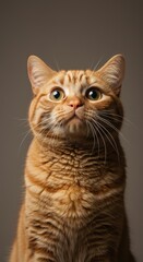 A Stunning Portrait of a Ginger Cat Looking Upwards, Captivating Gaze and Soft Fur,  A Mesmerizing Image of Feline Beauty