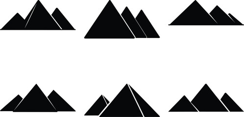 Silhouette of Majestic Mountains Arrayed in a Repeating Pattern on a White Background © PixelArtBox