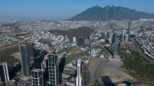 Towering Ambition: Monterrey&rsquo;s Corporate Skyscrapers. San Pedro Garza Garc&iacute;a, Mexico's richest municipality with Cerro de la Silla in the background.