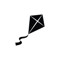 Black and White Silhouette of a Kite with a Wavy Tail