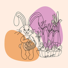 easter bunny with easter eggs